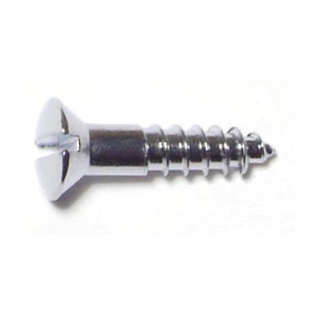 Midwest Fastener Wood Screw, #4, 1/2 in, Chrome Brass Oval Head Slotted Drive, 45 PK 61705